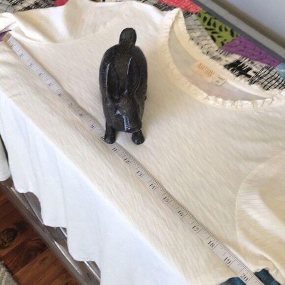 Nation LTD Long Sleeve Off White Ruffle Neck T-Shirt sz Large - Picture 6 of 11